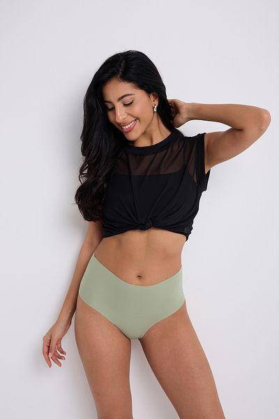 Soft Light Women's Laser Cut High Waist Panties Seamless Black Pack of 6