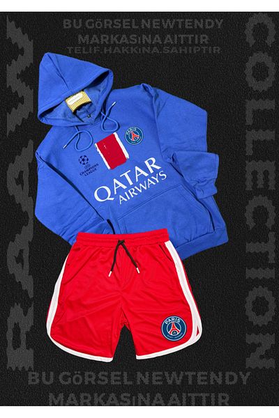 Minikelya Paris Sweatshirt Shorts Set Men's Hoodie Gray Black Red Bottom Sports Fan Kombin