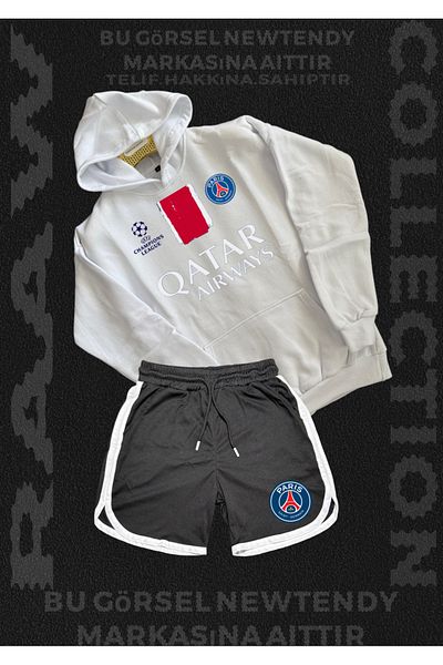 Minikelya Paris Sweatshirt Shorts Set Men's Hoodie Gray Black Red Bottom Sports Fan Kombin