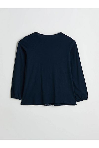 LC Waikiki Μπλούζα LCW Grace Navy Blue με δεμένο γιακά με σχέδιο