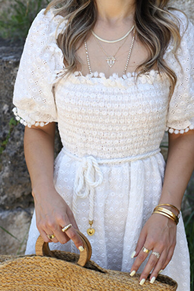 bytugcekaya Φόρεμα με λευκό μπαλόνι με μανίκια Gipeli Brode