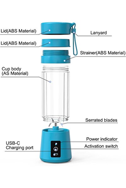 1st 380ml 130W USB Portable Fruit Blender 4 Blades