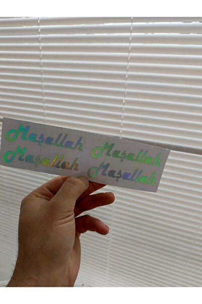 EYBA STİCKER MAŞALLAH 10X2CM 4 ADET YAPIŞTIRMA YAZI HOLOGRAMM
