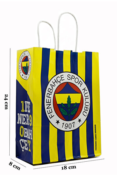 repro design Baskılı Kraft Kağıt Çanta 18x24x8 Cm – Sarı Lacivert Temalı Büküm Saplı Hediye Çantası 2 Adet