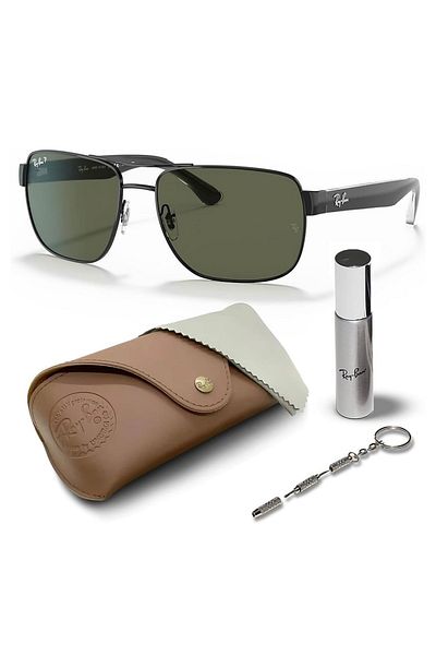 Ray-Ban مجموعة نظارات شمسية مربعة الشكل Rb3530 مع طقم نظارات - وسادات أنف قابلة للتعديل