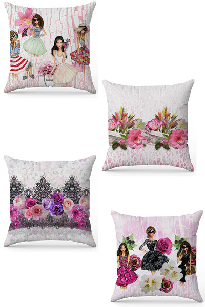 stellahomes Zel Design Double Sided Digital Printing 4-Piece Throw Pillow Cover