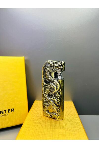 doğan hediyelik Yeni Nesil Ejderha Tasarım Çift Alev Gazlı Metal Timsah Çakmak