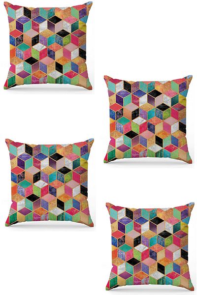 stellahomes Zel Design Double Sided Digital Printing 4-Piece Throw Pillow Cover