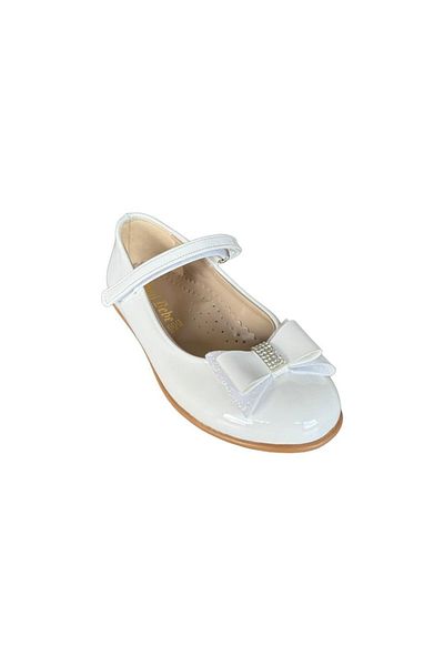 Liger Girl's White Ballerina Flats with Bow - WHITE