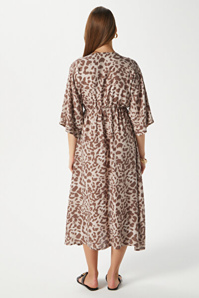 Ritnice Дамска рокля от вискоза с леопардов мотив и цепка от еластична талия, модел Jessica Brown