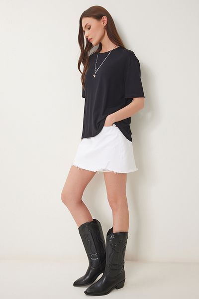 Happiness İstanbul Women's Black Basic Knitted T-Shirt En00642