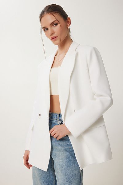 Happiness İstanbul Damenjacke aus Leinen mit Knochenpolsterung HG00007