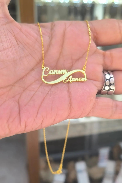 Agai Silver Canım Annem Yazılı Sonsuzluk Model Altın Kaplama Gümüş Kolye Anne...