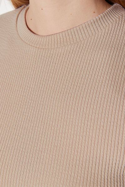 Trendyol Modest Beige Knitted Body Tunic - Half Sleeve, Bottom Snap TCTSS23UK00056