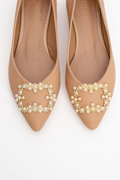 LuviShoes Dámské balerínky GHENT Beige Skin Pearl Stone
