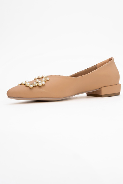 LuviShoes GHENT Bézs Skin Pearl Stone női balerinacipő
