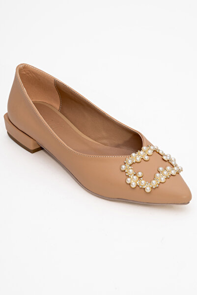 LuviShoes GHENT Bézs Skin Pearl Stone női balerinacipő