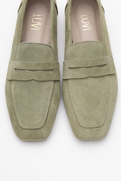LuviShoes Morne Green Suede Genuine Leather Women's Loafer Shoes