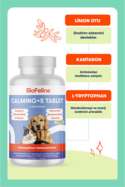 BioFeline Anti-Stres Tablet – Kedi & Köpekler için Sakinleştirici Destek (75 Adet)