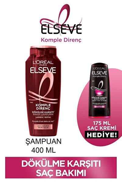 ELSEVE Dökülme Karşıtı Saç Bakım Seti - Komple Direnç Bakım Şampuanı 400 ml & Saç Bakım Kremi 175 ML