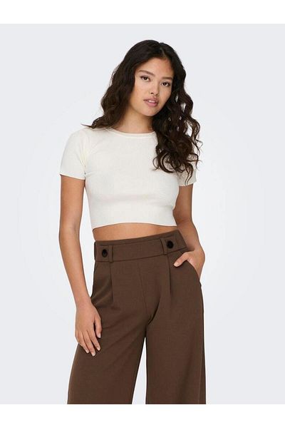 ONLY Jdycirkelinebrief S/S Crop Top Knt Noos
