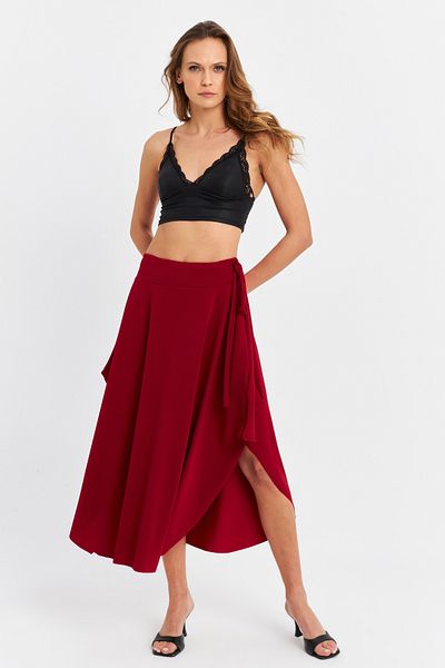 Cool & Sexy Women's Burgundy Asymmetrical Skirt Lv52