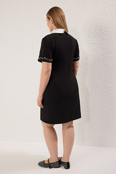 Trendyol Curve Μαύρο Finike Woven Φόρεμα Plus Size