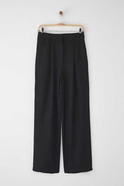 Edit by Trendyol Black Cross-Covering Detailed Wide Leg/Wide Leg Woven Pants Tedss25Pl00006