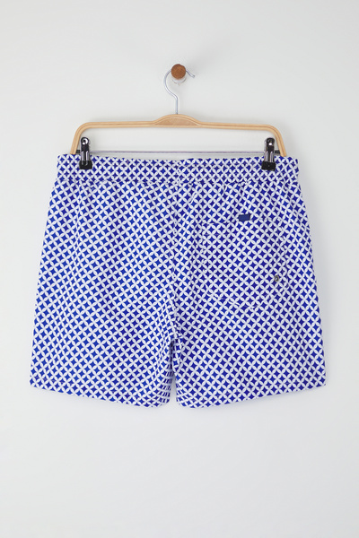 Trendyol Collection Sötétkék szabványos méretű geometrikus mintás fürdőruha fürdőnadrág TMNSS25DS00002