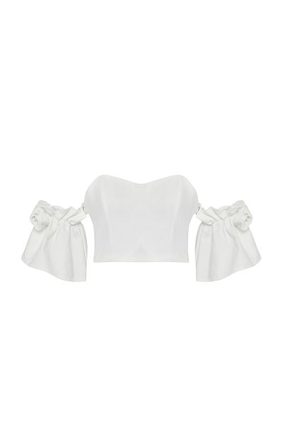Trendyol Collection Weißes, rosafarbenes, gewebtes Bustier TPRSS25BS00000