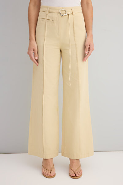 Trendyol Collection Cotton Gabardine Belted Wide Leg
