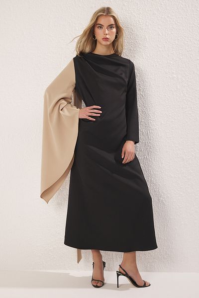 Trendyol Modest Mink Shawl Detailed Woven Evening Dress Tctss25Db00002