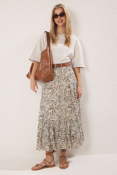Trendyol Modest Fusta țesătă cu volane multicolore TCTAW25EE00002