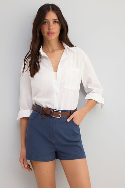 Trendyol Collection Indigo Cotton Gabardine Mini Shorts & Bermuda Twoss25Sr00210