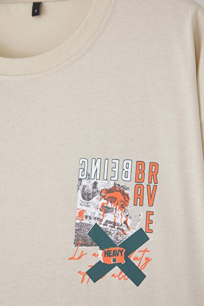 Trendyol Collection Oversize/Cut Short Sleeve Lettered 100% Cotton T-Shirt Tmnss22Ts2223