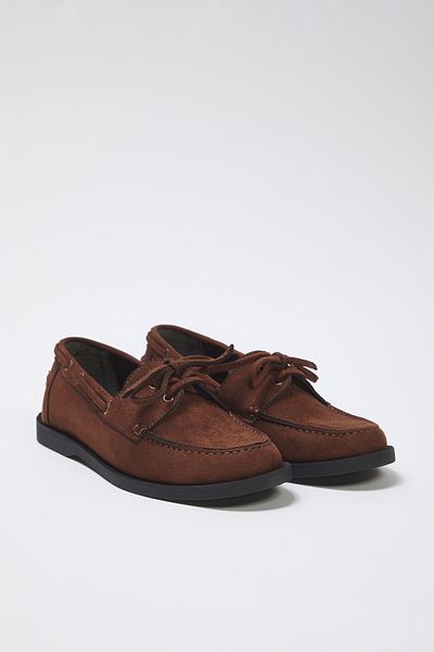 TRENDYOL SHOES Кафяви велурени дамски мокасини с връзки TAKSS25LA00017
