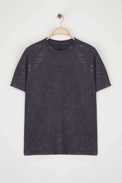 Trendyol Curve Ανθρακί 100% βαμβακερό μπλουζάκι Boyfriend/Wide Fit με εφέ Fade