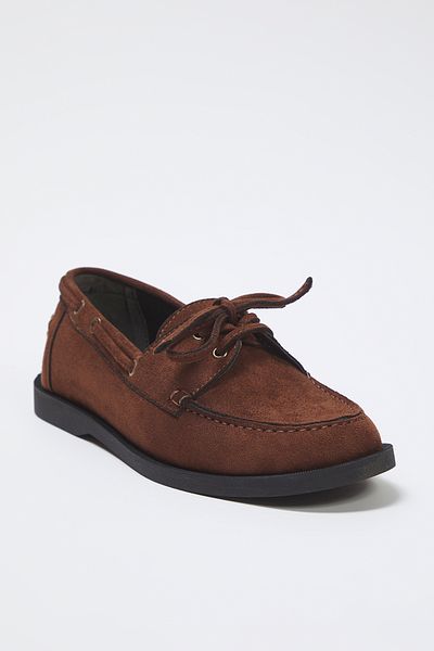 TRENDYOL SHOES Кафяви велурени дамски мокасини с връзки TAKSS25LA00017