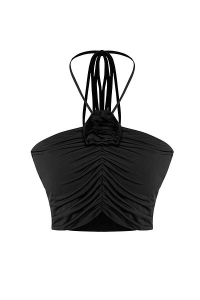 Trendyol Collection Детайлно изрязано плетено бюстие с черна роза Tprss25Bs00015