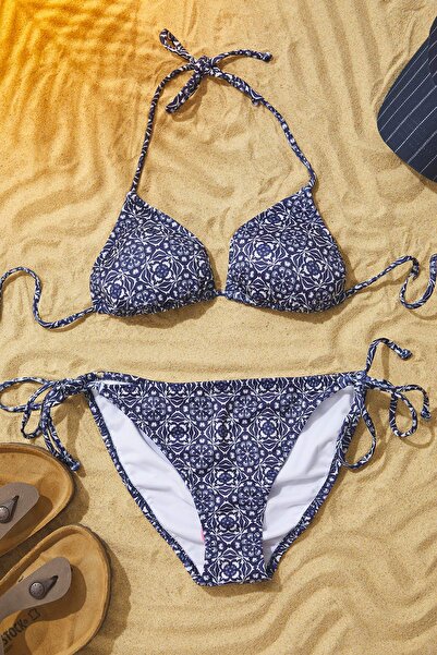 Trendyol Collection Бікіні з етнічним візерунком, трикутний верх, звичайна та...
