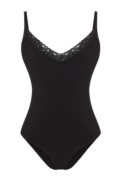 Trendyol Collection Black Strappy Lace Detailed Knitted Body Tprss25Bd00016