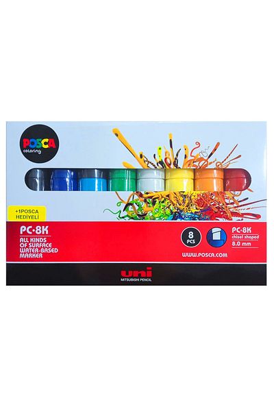 UNİ-BALL Poster Marker Posca Pc-8K 8.0 Primary Colors 7+1