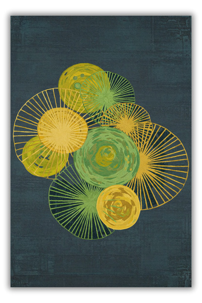 The Reef Design Helezon Yaprak Desenli Yeşil Sarı Halı Figürlü Halı Doğa Temalı Halı Dijital Baskılı Salon Halısı