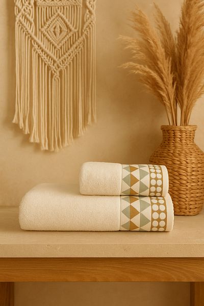 Casnack Ayla Model Printed 2-Piece Bath Towel Set