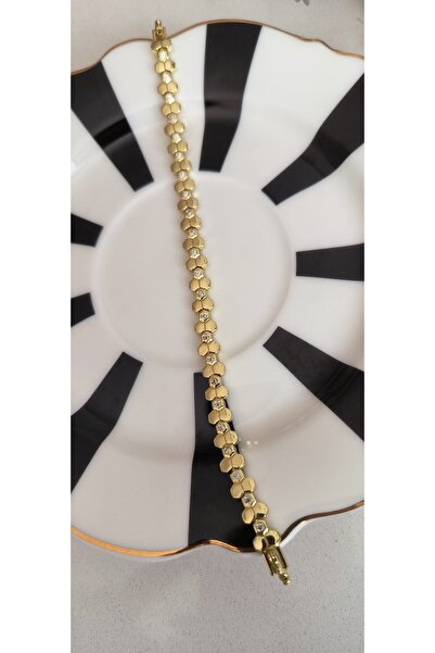 xUPING Altın Kaplama Petek Model Bileklik Kararmaz 14K Rengindedir 17 +1,5cm