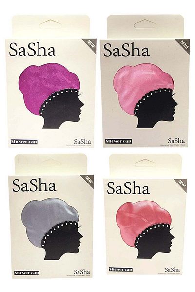SASHA Waterproof Elastic Shower Cap Set - 4 Pieces