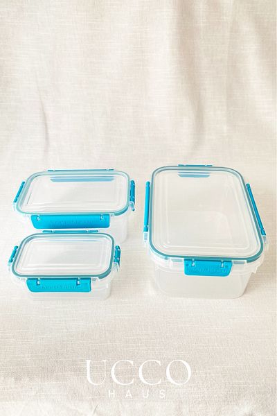 UCCO 3-Piece Lockable Leakproof Storage Container – 375-900-1700 ml with Gasket Microwave and Dishwasher Compatible