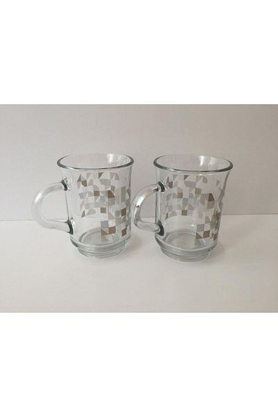 LAV Set of 2 Patterned Glasses with Handles /250 Cc