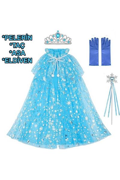 BulutRetail Frozen Elsa Cape Crown Wand and Glove Set 80 cm