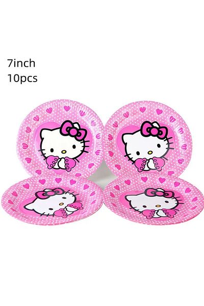 Choice Other 7inch plate-10pcs Cute Cartoon Kitty Cat Balloons Set First 5th 6th Birthday Decoration Baby S
